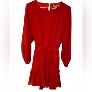 Chic Red Long Sleeve Dress Mini small